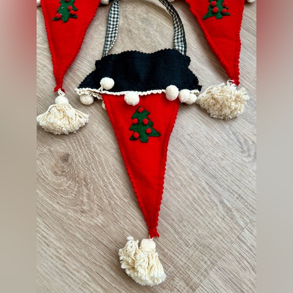 Vintage Unique Red Felt Pom-Poms Black and White Stockings (Set of 3) - Picture 3 of 10